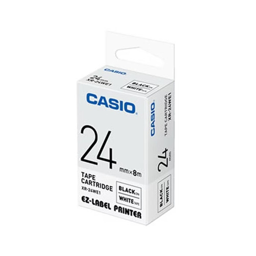 Label Printer / Pita Printer Casio XR-24WE1 24mm Black Ink White Tape