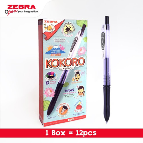 ZEBRA KOKORO GEL 05MM BLACK 1 LUSIN