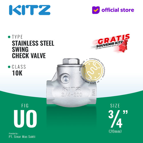 Klep Tabok / Check Valve SUS304 KITZ Fig UO, 3/4" - 20mm , Screw