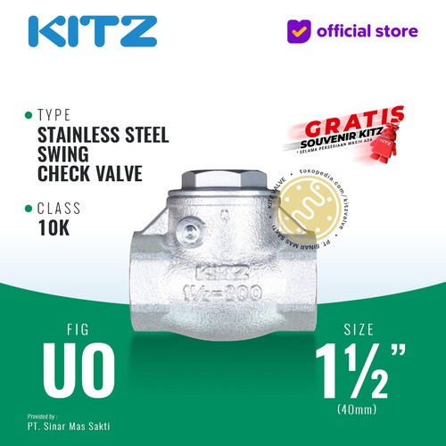 Klep Tabok / Check Valve SUS304 KITZ Fig. UO, 1 1/2" - 40mm , Screw