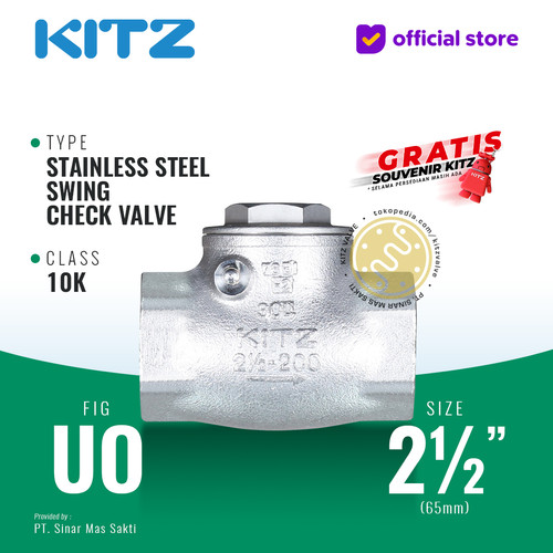 Klep Tabok / Check Valve SUS304 KITZ Fig. UO, 2 1/2" - 65mm , Screw