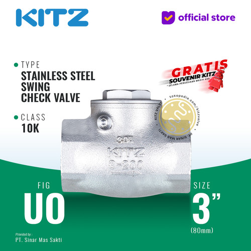 Klep Tabok / Check Valve SUS304 KITZ Fig. UO, 3" - 80mm , Drat / Screw