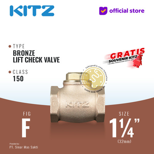 Lift Check Valve KITZ Fig. 150 F , 1 1/4" - 32A - 32mm , Drat / Screw