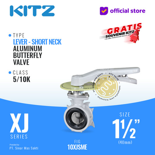 Butterfly Valve Alum KITZ Fig. 10XJSME , 1 1/2" - 40mm , LEVER - SHORT