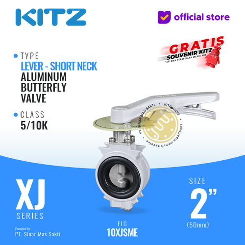 Butterfly Valve Alum , KITZ Fig. 10XJSME , 2" - 50mm , LEVER - SHORT