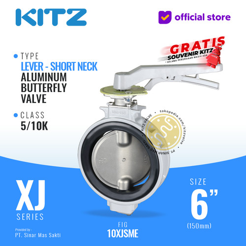 Butterfly Valve Alum , KITZ Fig. 10XJSME , 6" - 150mm , LEVER - SHORT