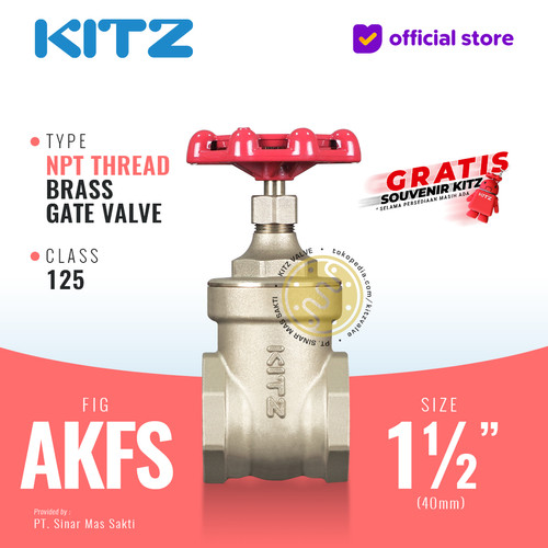 NPT Gate Valve Brass KITZ Fig. 125 AKFS , 1 1/2" - 40A - 40mm , Screw