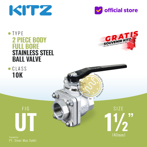 Ball Valve Full Bore SUS KITZ Fig. 10 UT , 1 1/2" - 40mm, Drat / Screw