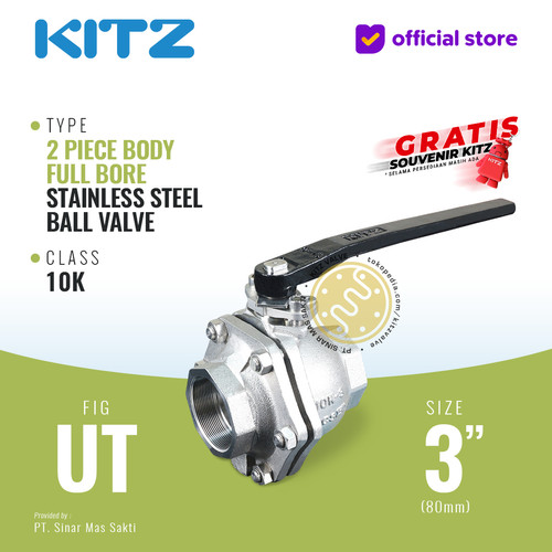 Ball Valve Full Bore SUS KITZ Fig. 10 UT , 3" - 80mm , Drat / Screw