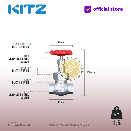 Globe Valve Ductile Iron KITZ Fig. 20 SY , Drat / Screw