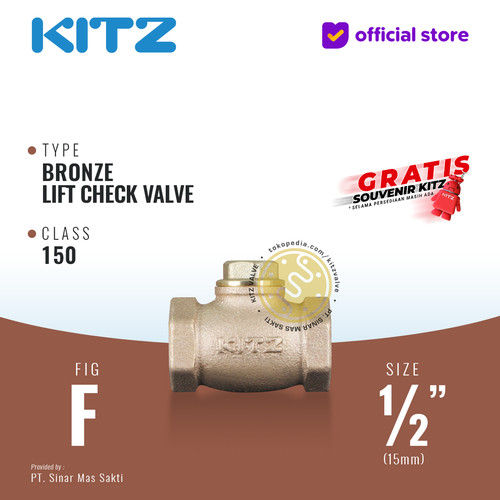 Lift Check Valve KITZ Fig. 150 F , 1/2" - 15A - 15mm , Drat / Screw