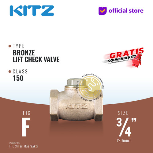 Lift Check Valve KITZ Fig. 150 F , 3/4" - 20A - 20mm , Drat / Screw