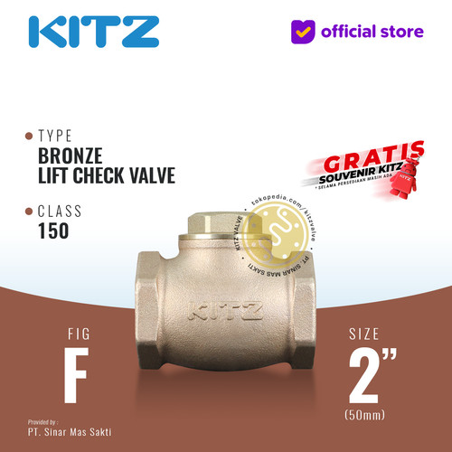 Lift Check Valve KITZ Fig. 150 F , 2" - 50A - 50mm , Drat / Screw