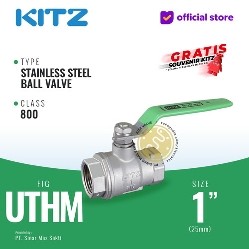 Ball Valve SUS KITZ Fig. 800 UTHM , 1" - 25A - 25mm , Drat / Screw