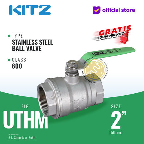 Ball Valve SUS KITZ Fig. 800 UTHM , 2" - 50A - 50mm , Drat / Screw