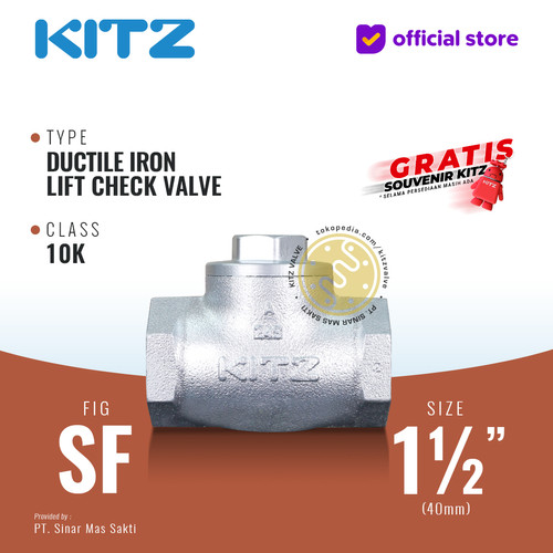 Lift Check Valve Ductile KITZ Fig. 10 SF, 1 1/2" - 40mm , Drat / Screw