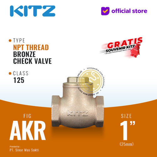 NPT Klep Tabok / Check Valve KITZ Fig. 125 AKR , 1" - 25mm , Drat