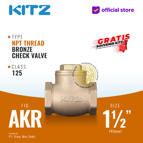 NPT Klep Tabok / Check Valve KITZ Fig. 125 AKR , 1 1/2" - 40mm , Drat