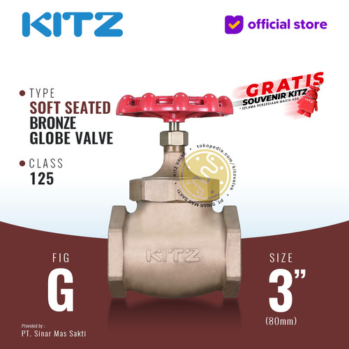 Globe Valve Soft Seat KITZ Fig. 125 G , 3" - 80A - 80mm , Drat / Screw