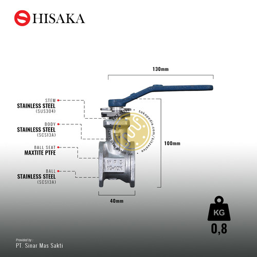 Ball Valve SUS Flange-Less / Wafer , HISAKA Fig. WF3