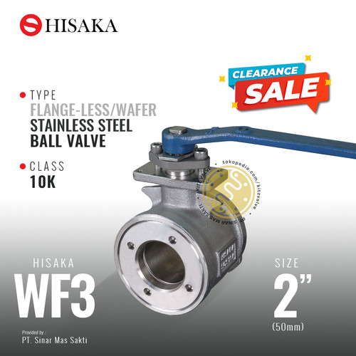 Ball Valve Flange-Less / Wafer , HISAKA Fig. WF3 , 2" - 50A - 50mm