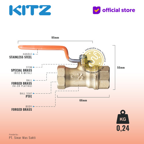 Ball Valve Standard Industri KITZ Fig. 400 T , Drat / Screw