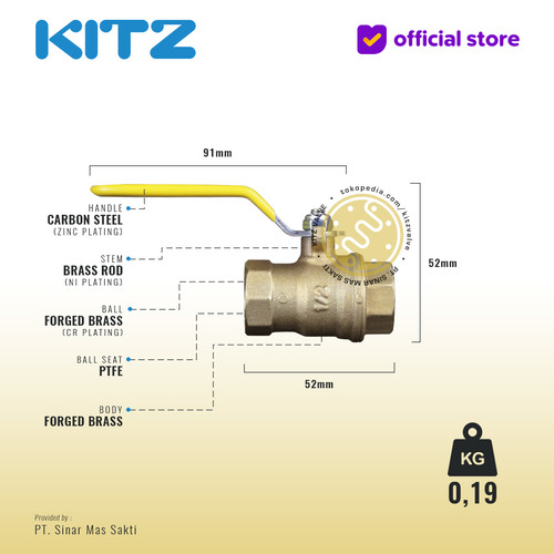 Ball Valve Full Port KITZ Fig. 600 SZA , Drat / Screw