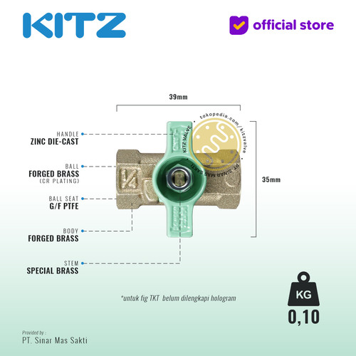 Ball Valve Compact Handle KITZ Fig. 600 TKT, Drat / Screw