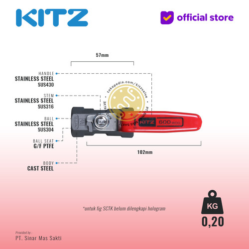 Ball Valve Carbon Steel KITZ Fig. 600 SCTK ,  Drat / Screw