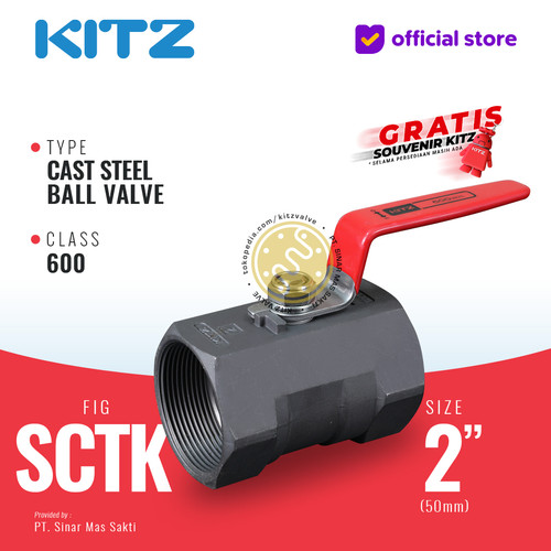 Ball Valve Carbon Steel KITZ Fig. 600 SCTK , 2" - 50A - 50mm , Drat