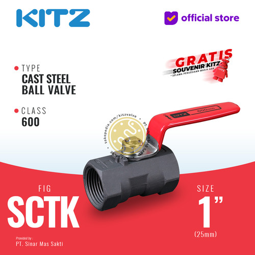 Ball Valve Carbon Steel KITZ Fig. 600 SCTK , 1" - 25A - 25mm , Drat