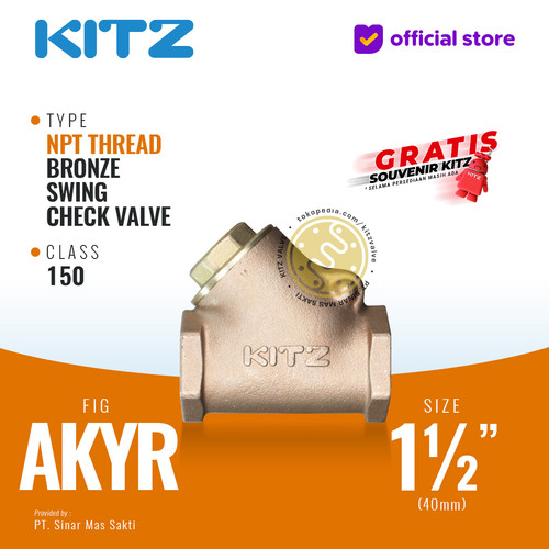 NPT Klep Tabok / Check Valve KITZ Fig. AK150YR , 1 1/2" - 40mm , Drat