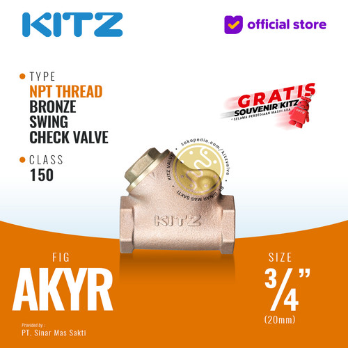 NPT Klep Tabok / Check Valve KITZ Fig. AK150YR , 3/4" - 20mm , Drat