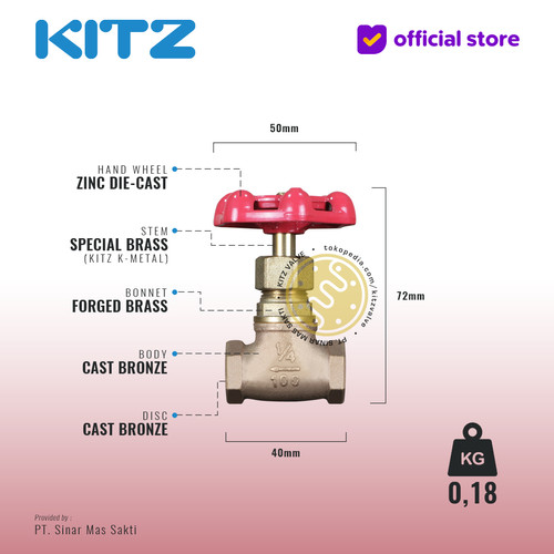 Globe Valve Bronze KITZ Fig. 100 A , Drat / Screw