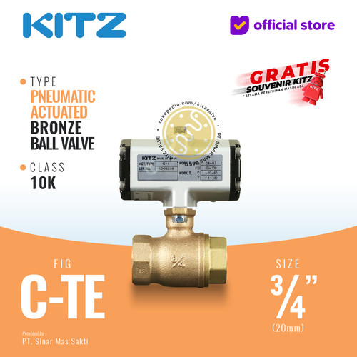 Ball Valve Pneumatic Bronze KITZ Fig. C-TE , 3/4" - 20mm, Drat / Screw