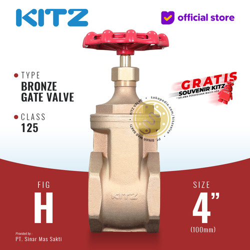 KITZ Bronze Gate Valve Fig. 125 H , 4" - 100A - 100mm , Drat / Screw