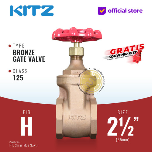 KITZ Bronze Gate Valve Fig. 125 H , 2 1/2" - 65A - 65mm , Drat / Screw