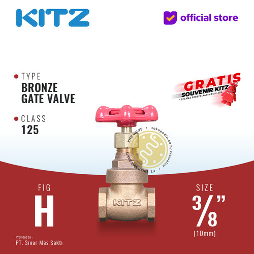 KITZ Bronze Gate Valve Fig. 125 H , 3/8" - 10A - 10mm , Drat / Screw