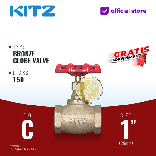 KITZ Bronze Globe Valve Fig. 150 C , 1" - 25A - 25mm , Drat / Screw