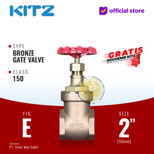 KITZ Bronze Gate Valve Fig. 150 E , 2" - 50A - 50mm , Drat / Screw