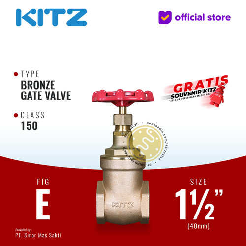 KITZ Bronze Gate Valve Fig. 150 E , 1 1/2" - 40A - 40mm , Drat / Screw