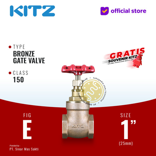 KITZ Bronze Gate Valve Fig. 150 E , 1" - 25A - 25mm , Drat / Screw