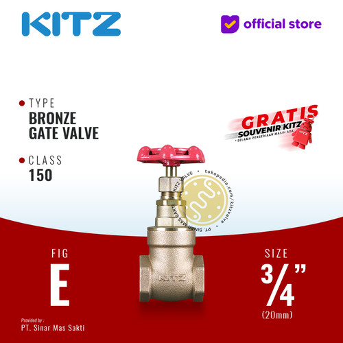 KITZ Bronze Gate Valve Fig. 150 E , 3/4" - 20A - 20mm , Drat / Screw