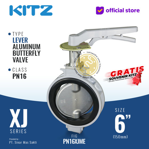 Butterfly Valve Aluminum KITZ Fig. PN16XJME , 6" - 150A - 150mm, LEVER