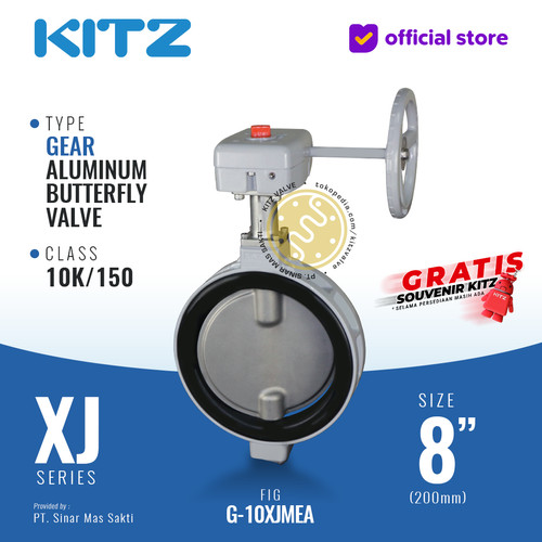 Butterfly Valve Aluminum KITZ Fig. G-10XJMEA , 8" - 200A - 200mm, GEAR