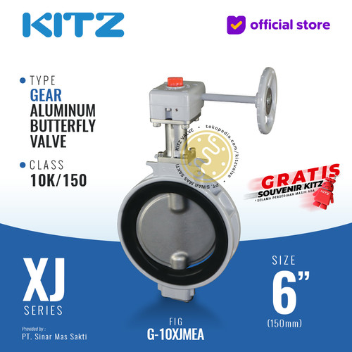 Butterfly Valve Aluminum KITZ Fig. G-10XJMEA , 6" - 150A - 150mm, GEAR