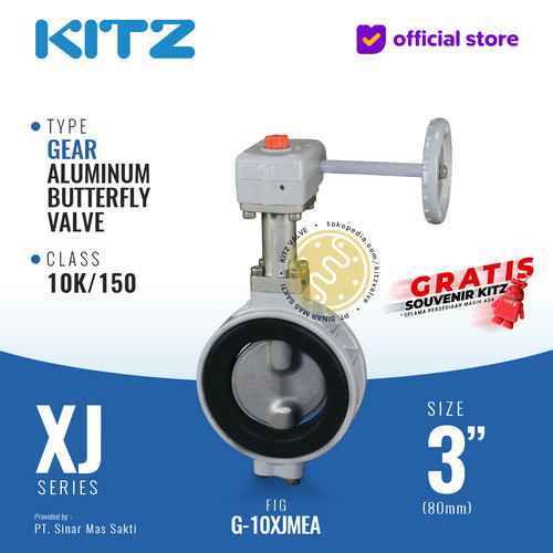 Butterfly Valve Aluminum KITZ Fig. G-10XJMEA , 3" - 80A - 80mm , GEAR