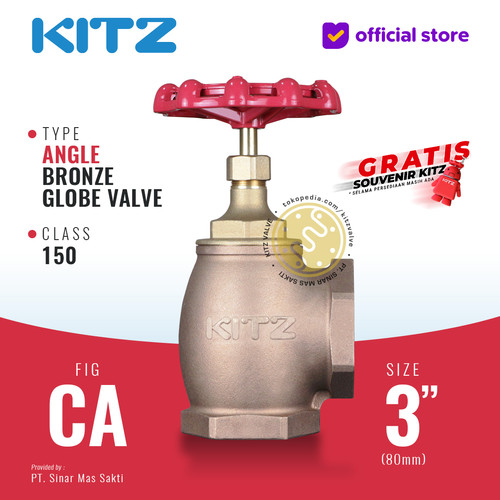 KITZ Angle Globe Valve Fig. 150 CA , 3" - 80A - 80mm , Drat / Screw