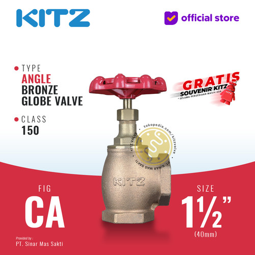 KITZ Angle Globe Valve Fig. 150 CA , 1 1/2" - 40mm , Drat / Screw