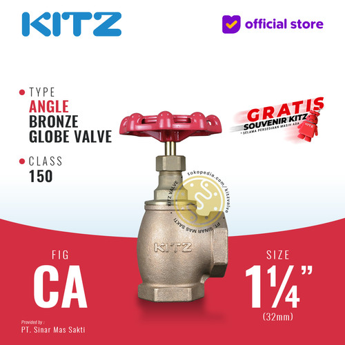 KITZ Angle Globe Valve Fig. 150 CA , 1 1/4" - 32mm , Drat / Screw